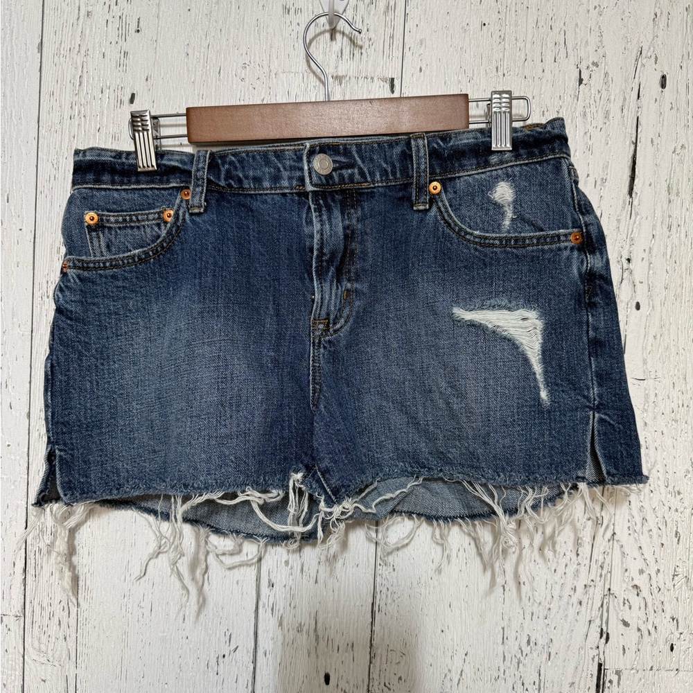 GAP Dark Blue Distressed Jean Shorts